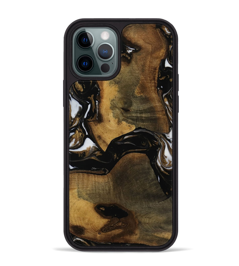 iPhone 12 Pro Max Wood Phone Case - Laila (Black & White, 752221)