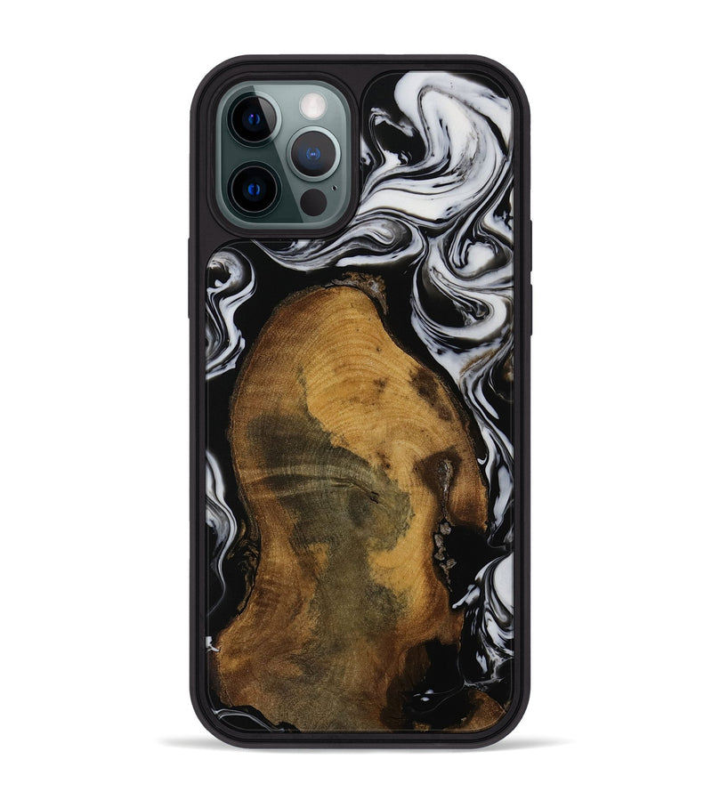 iPhone 12 Pro Max Wood Phone Case - Frieda (Black & White, 752224)