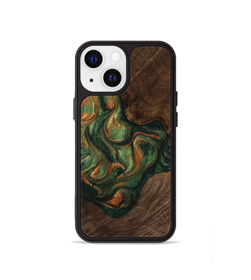 iPhone 13 mini Wood Phone Case - Kate (Green, 752228)