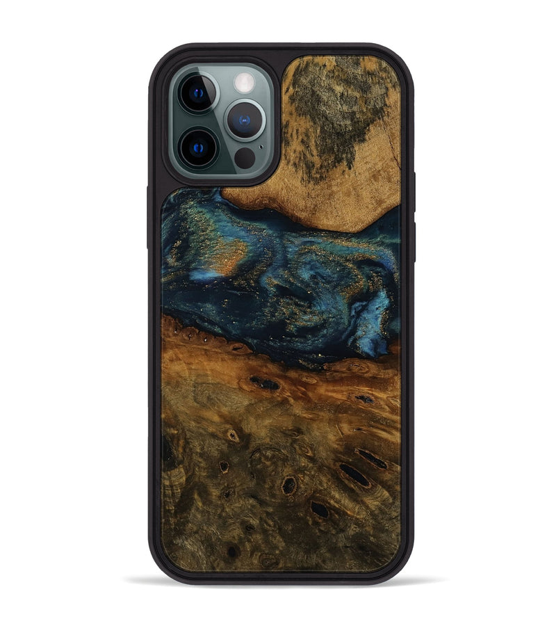 iPhone 12 Pro Max Wood Phone Case - Bradyn (Teal & Gold, 752291)