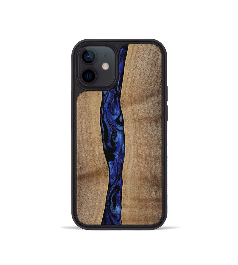 iPhone 12 mini Wood Phone Case - Andria (Blue, 752906)