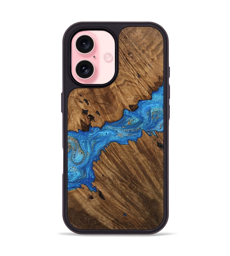 iPhone 16 Wood Phone Case - Kyle (Teal & Gold, 753605)