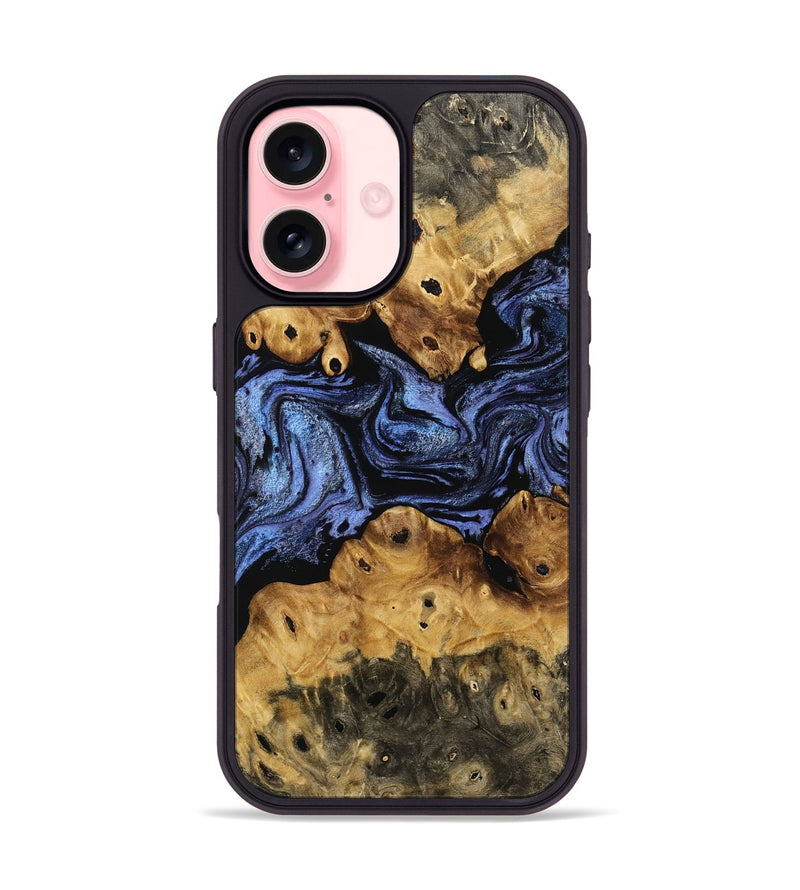 iPhone 16 Wood Phone Case - Perry (Blue, 753657)