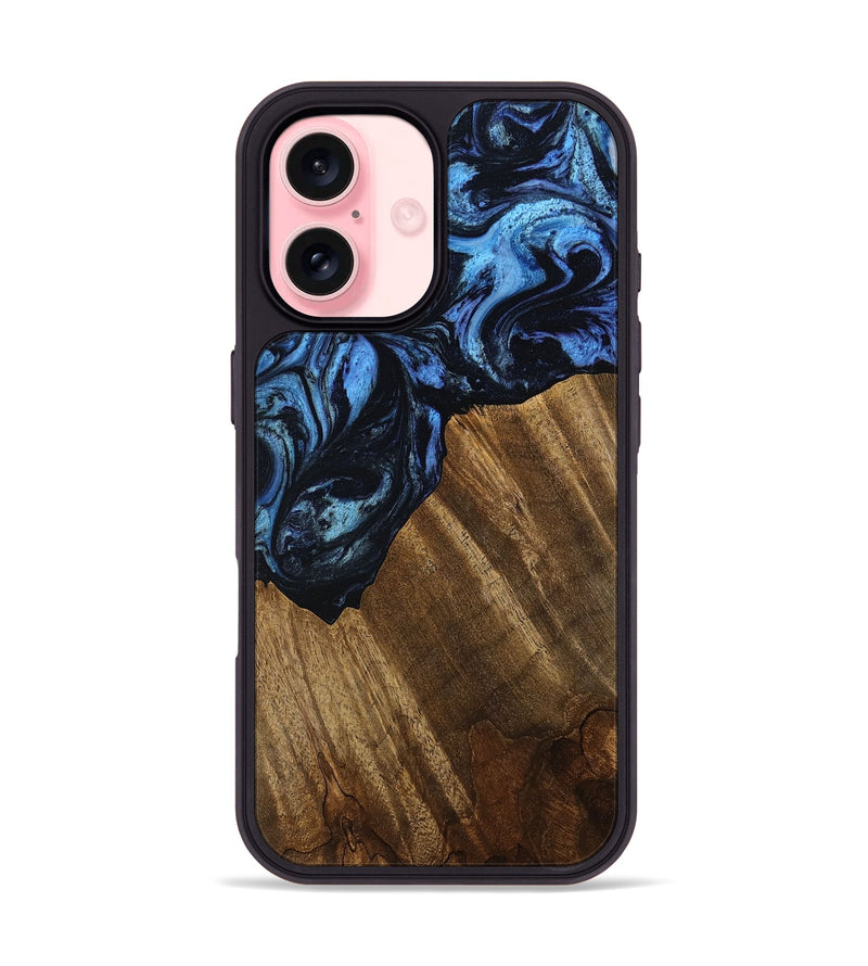 iPhone 16 Wood Phone Case - Lenard (Blue, 753673)