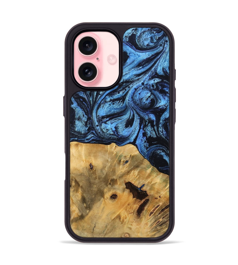 iPhone 16 Wood Phone Case - Zelma (Blue, 753677)