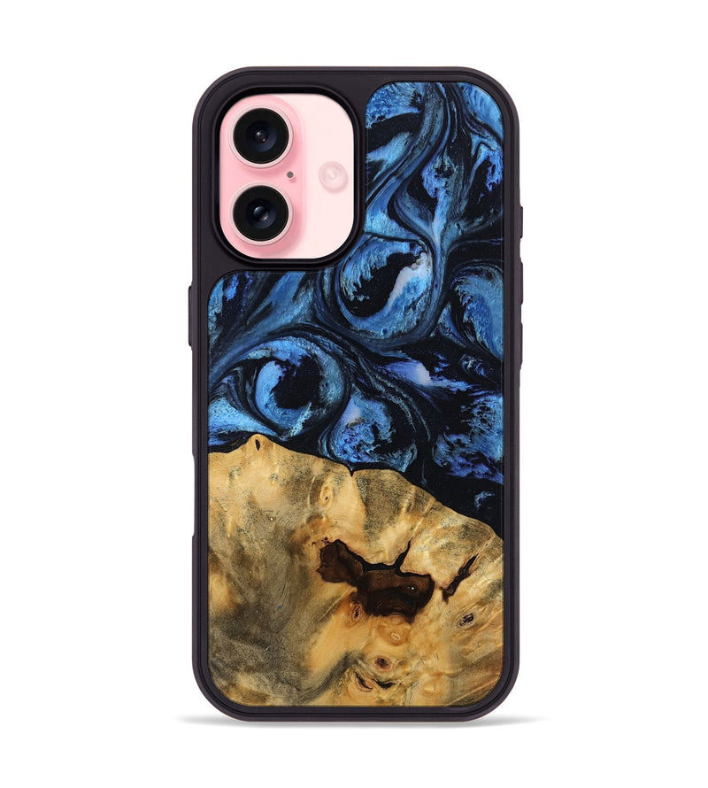 iPhone 16 Wood Phone Case - Enrique (Blue, 753687)