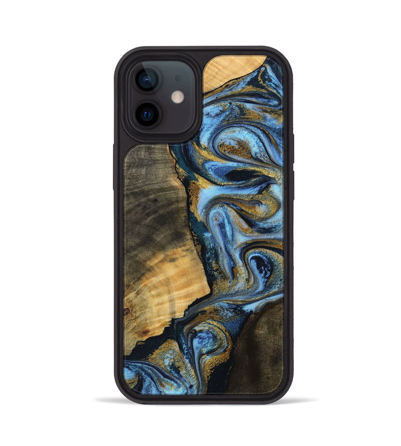 iPhone 12 Wood Phone Case - Boden (Teal & Gold, 754484)