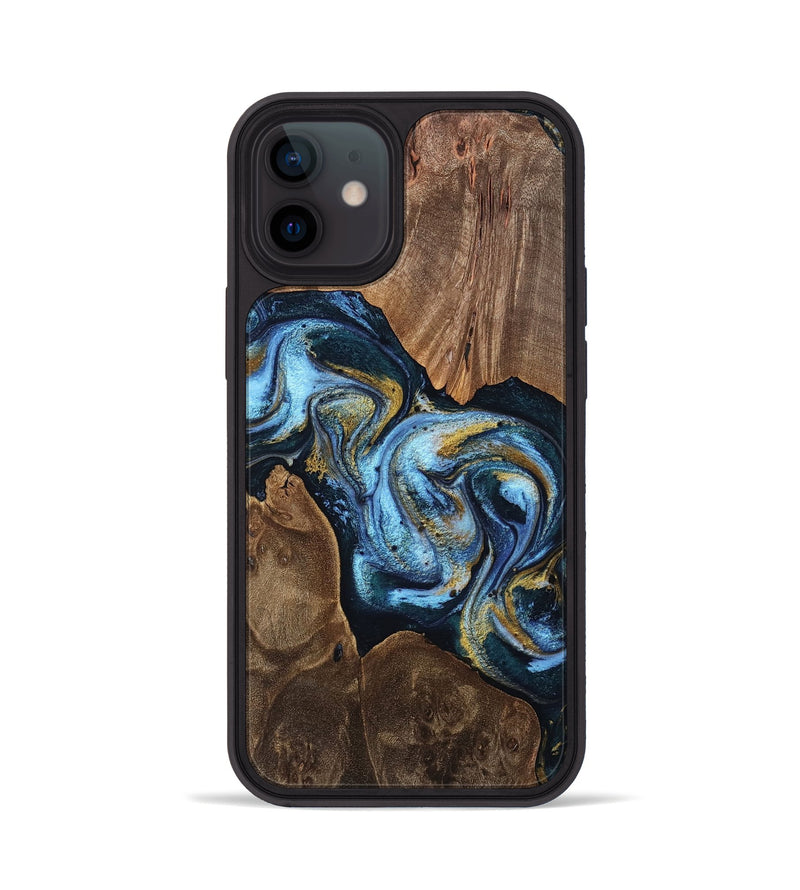 iPhone 12 Wood Phone Case - Ned (Teal & Gold, 754488)