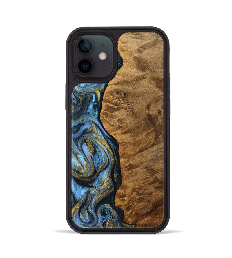 iPhone 12 Wood Phone Case - Bobbye (Teal & Gold, 754513)