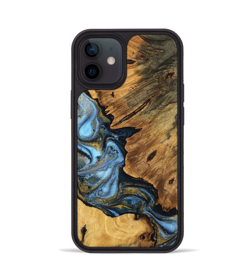 iPhone 12 Wood Phone Case - Zen (Teal & Gold, 754514)