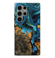 Galaxy S24 Ultra Wood Live Edge Phone Case - Deacon (Teal & Gold, 756220)