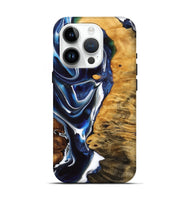 iPhone 15 Pro Wood Live Edge Phone Case - Coleen (Blue, 756550)