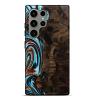 Galaxy S24 Ultra Wood Live Edge Phone Case - Lilly (Teal & Gold, 756580)