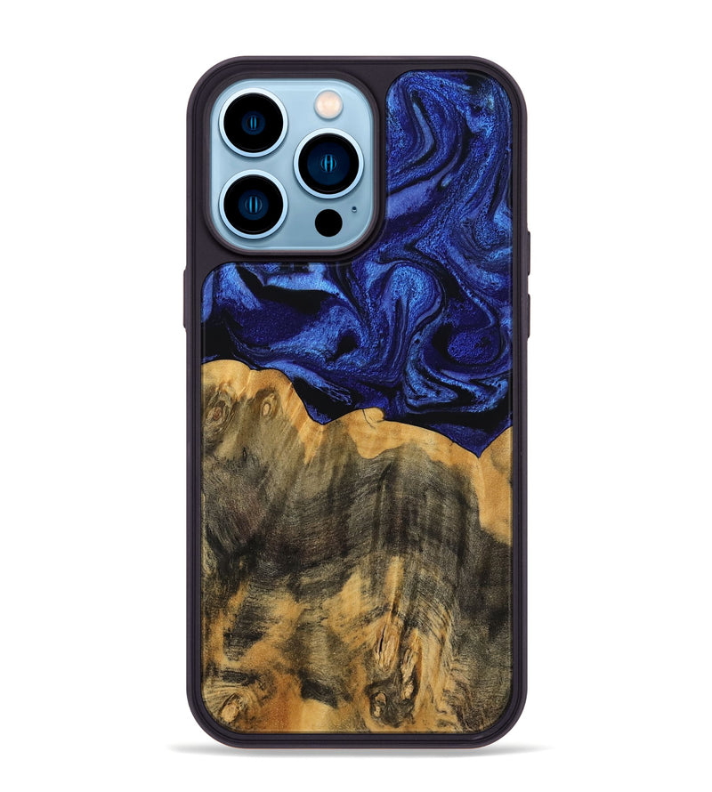 iPhone 14 Pro Max Wood Phone Case - Cindi (Blue, 756708)