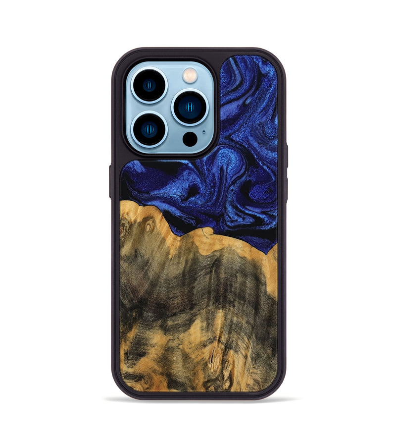 iPhone 14 Pro Wood Phone Case - Cindi (Blue, 756708)