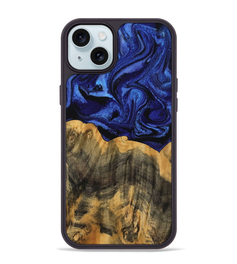 iPhone 15 Plus Wood Phone Case - Cindi (Blue, 756708)