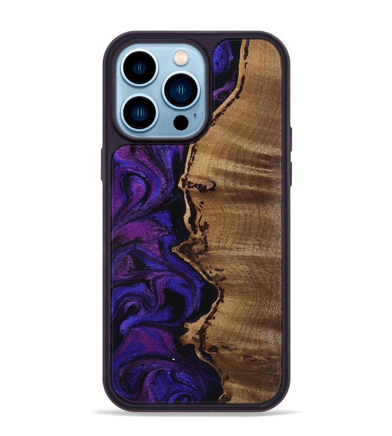 iPhone 14 Pro Max Wood Phone Case - Leo (Purple, 756717)