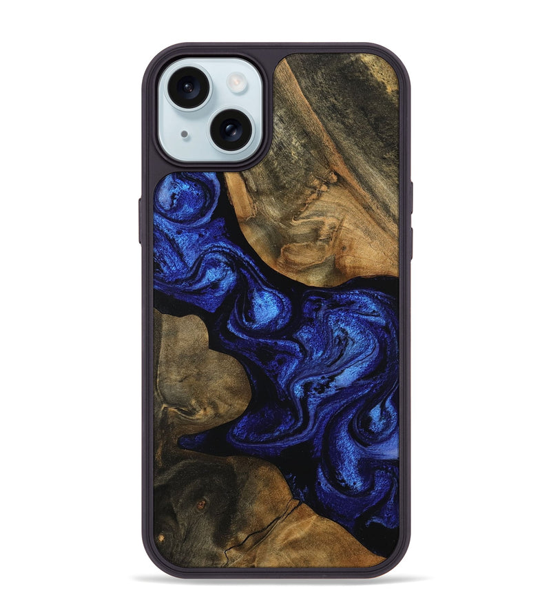 iPhone 15 Plus Wood Phone Case - Shawnte (Blue, 756724)