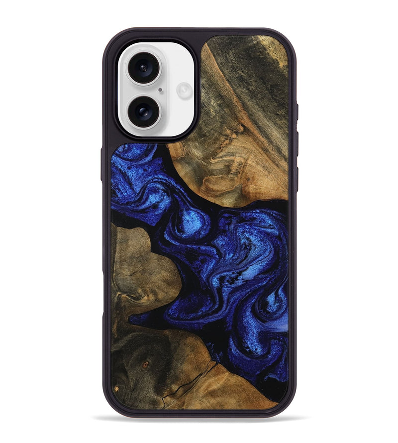 iPhone 16 Plus Wood Phone Case - Shawnte (Blue, 756724)