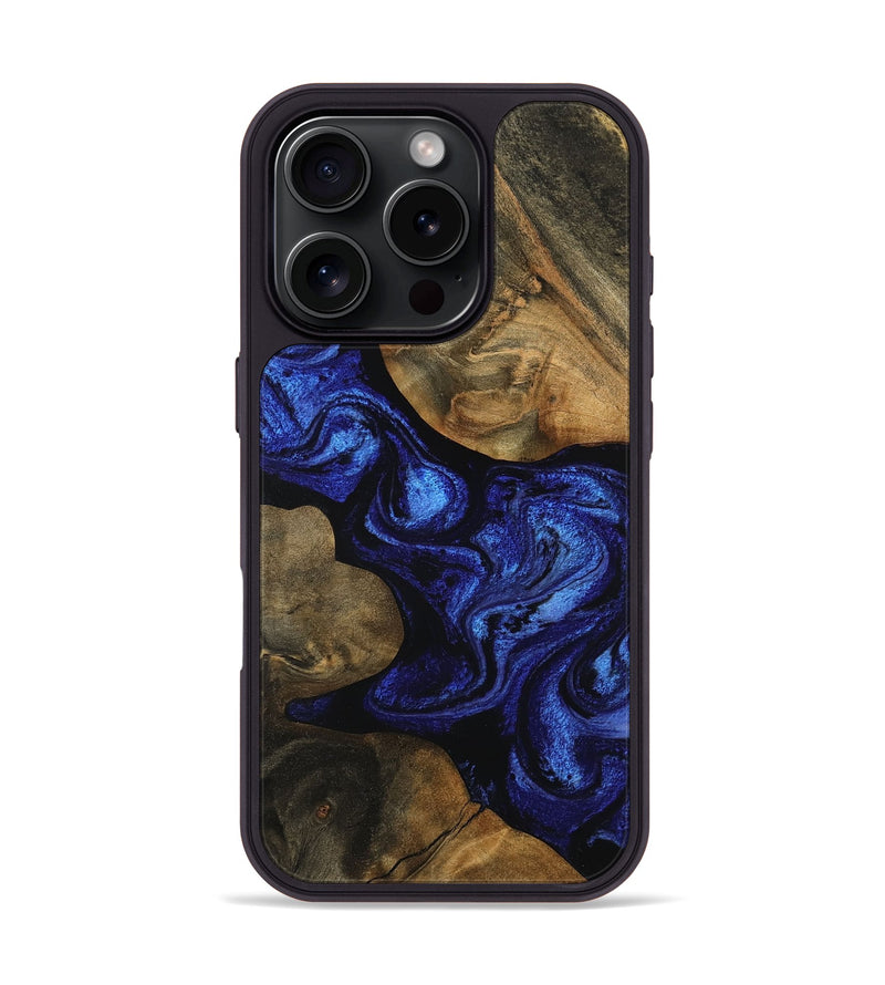 iPhone 16 Pro Wood Phone Case - Shawnte (Blue, 756724)