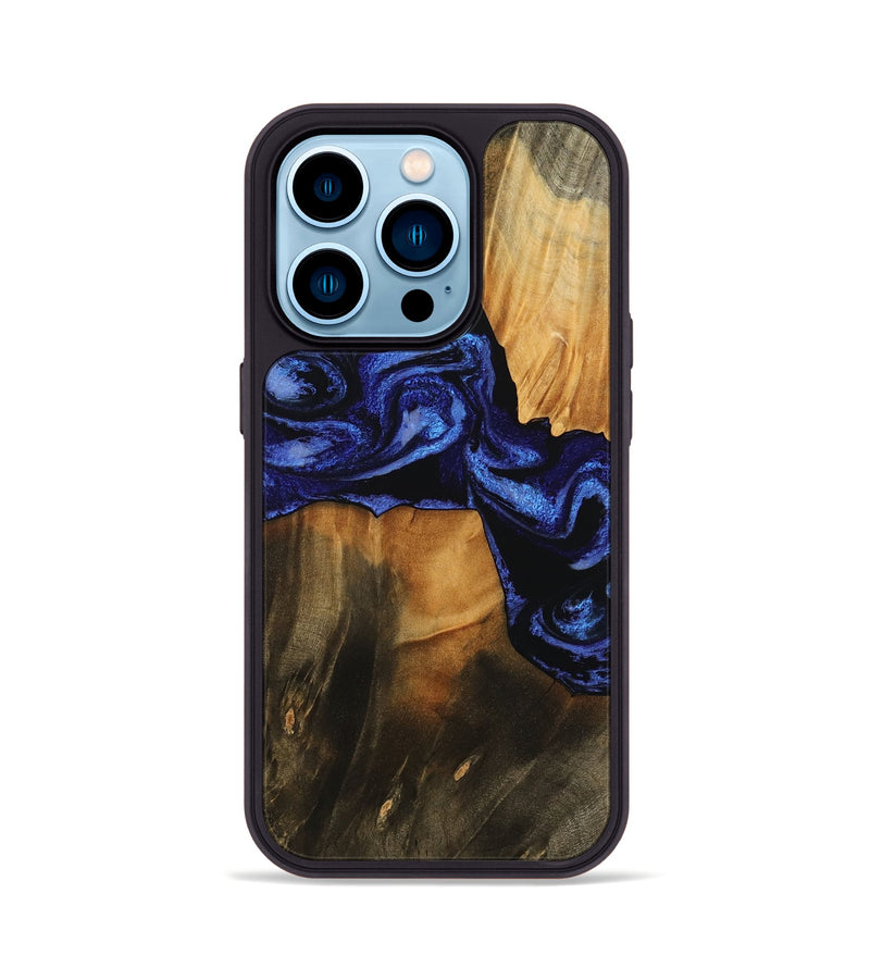 iPhone 14 Pro Wood Phone Case - Jaden (Blue, 756725)