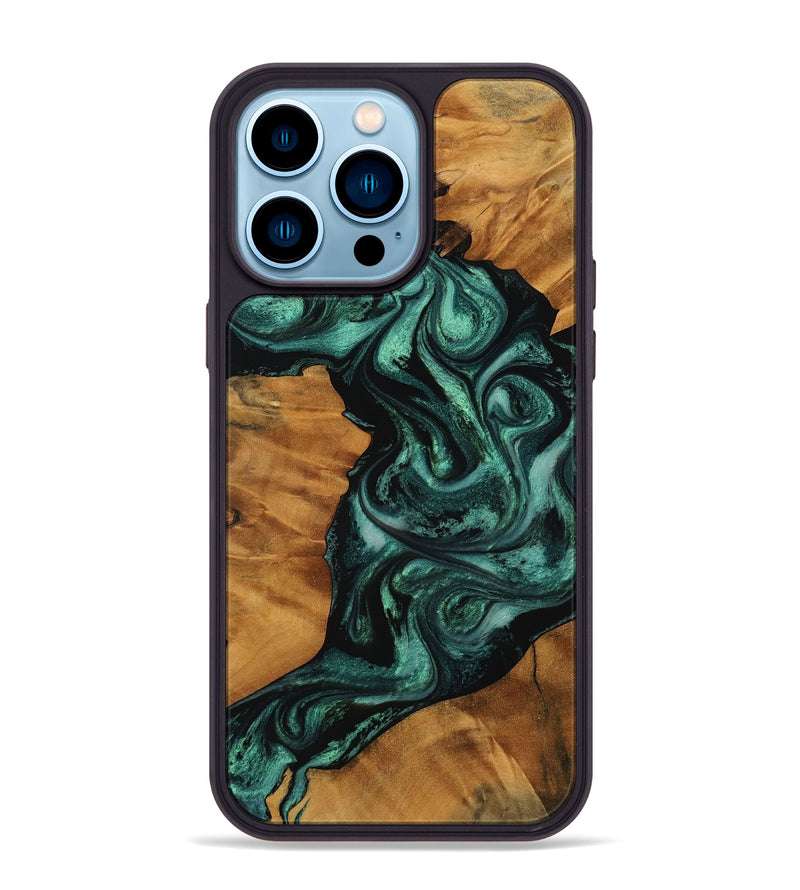 iPhone 14 Pro Max Wood Phone Case - Taniya (Green, 756736)