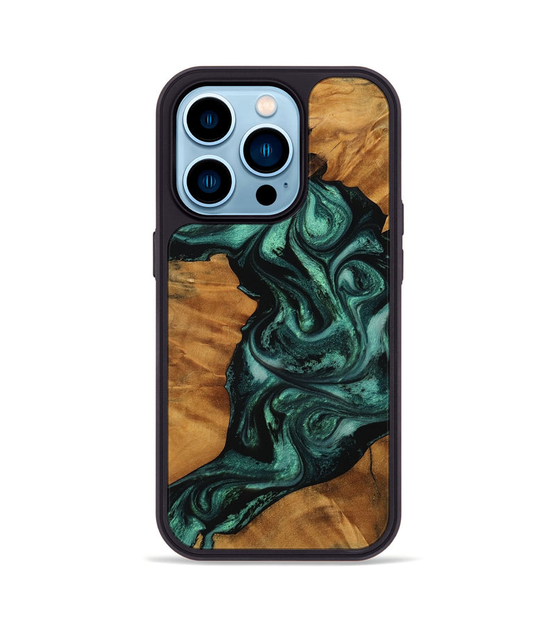 iPhone 14 Pro Wood Phone Case - Taniya (Green, 756736)