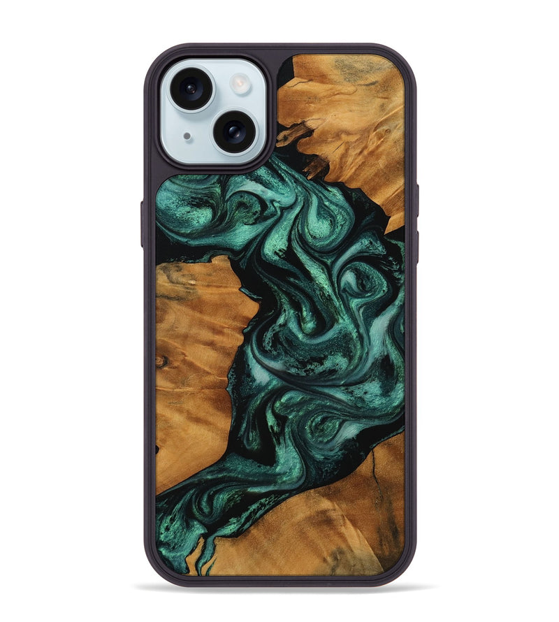 iPhone 15 Plus Wood Phone Case - Taniya (Green, 756736)