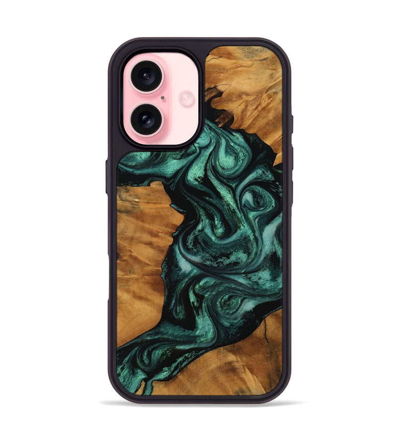 iPhone 16 Wood Phone Case - Taniya (Green, 756736)