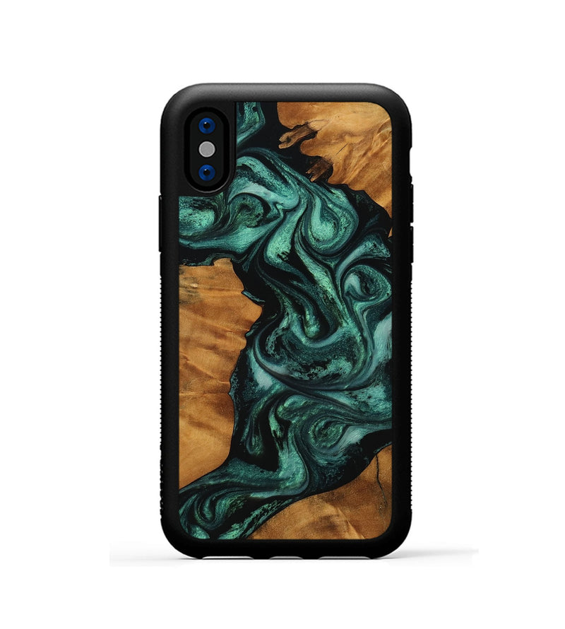 iPhone Xs Wood Phone Case - Taniya (Green, 756736)