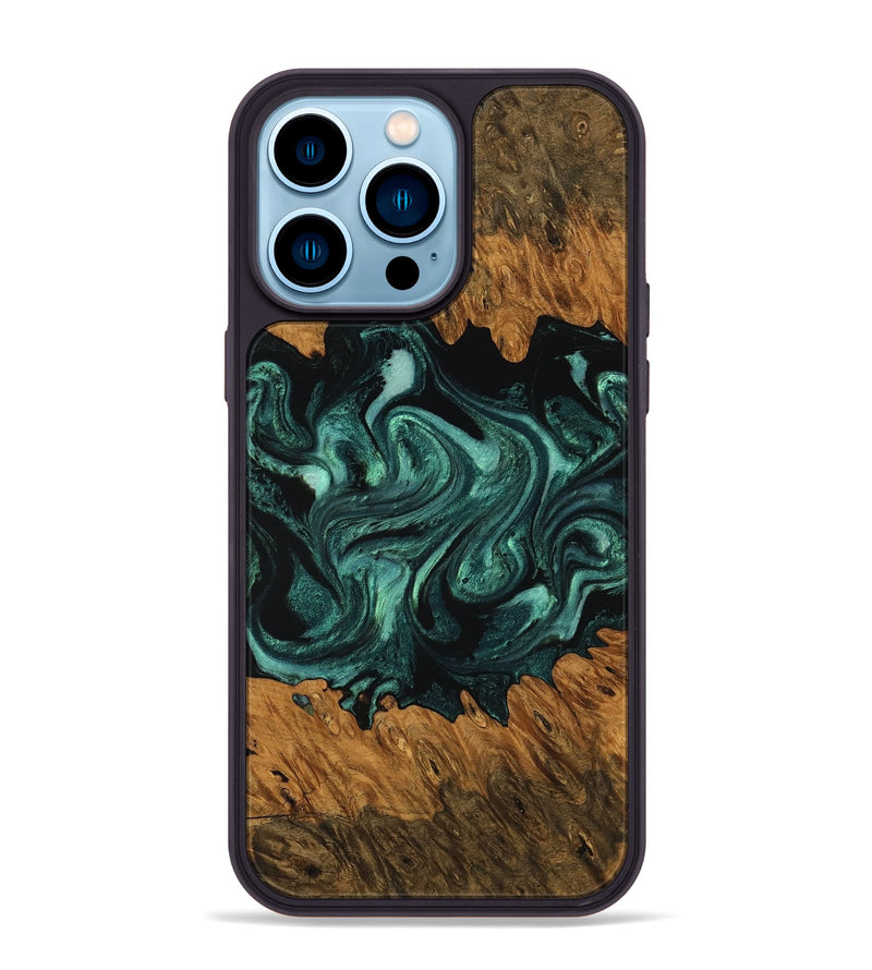 iPhone 14 Pro Max Wood Phone Case - Ada (Green, 756748)