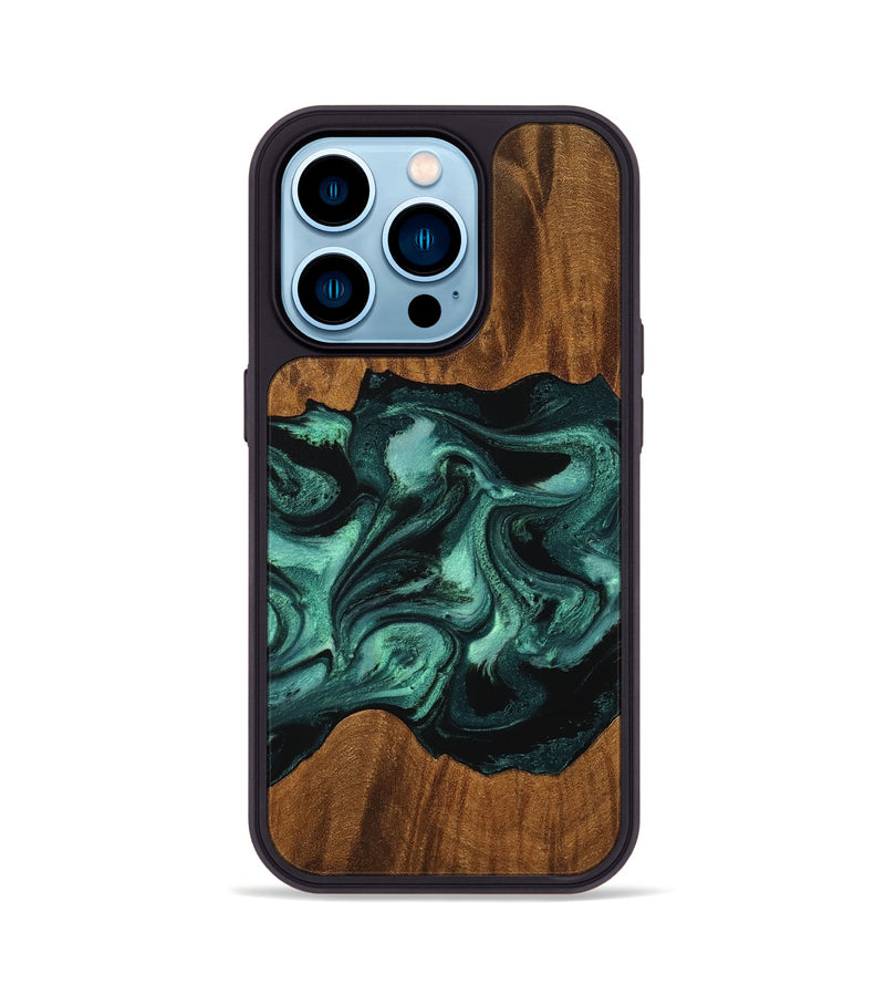 iPhone 14 Pro Wood Phone Case - Elina (Green, 756750)