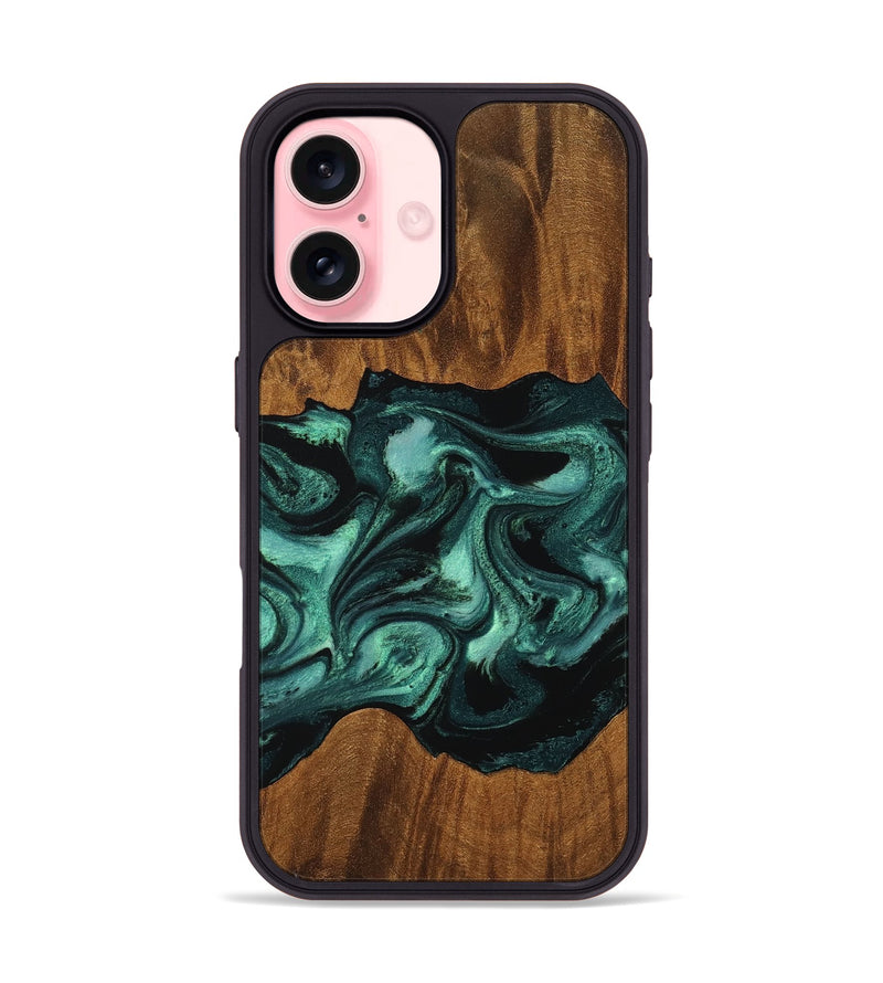 iPhone 16 Wood Phone Case - Elina (Green, 756750)