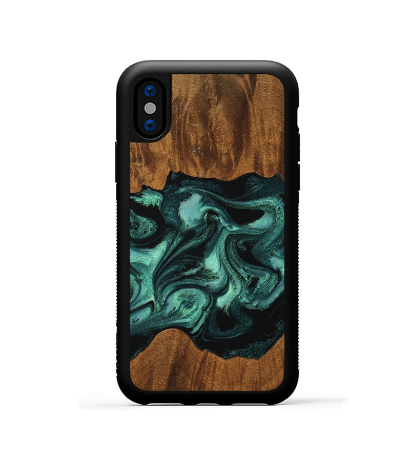 iPhone Xs Wood Phone Case - Elina (Green, 756750)