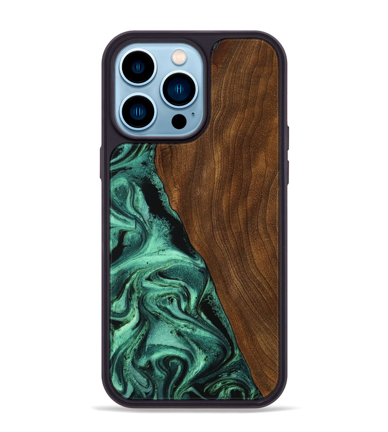 iPhone 14 Pro Max Wood Phone Case - Winter (Green, 756752)