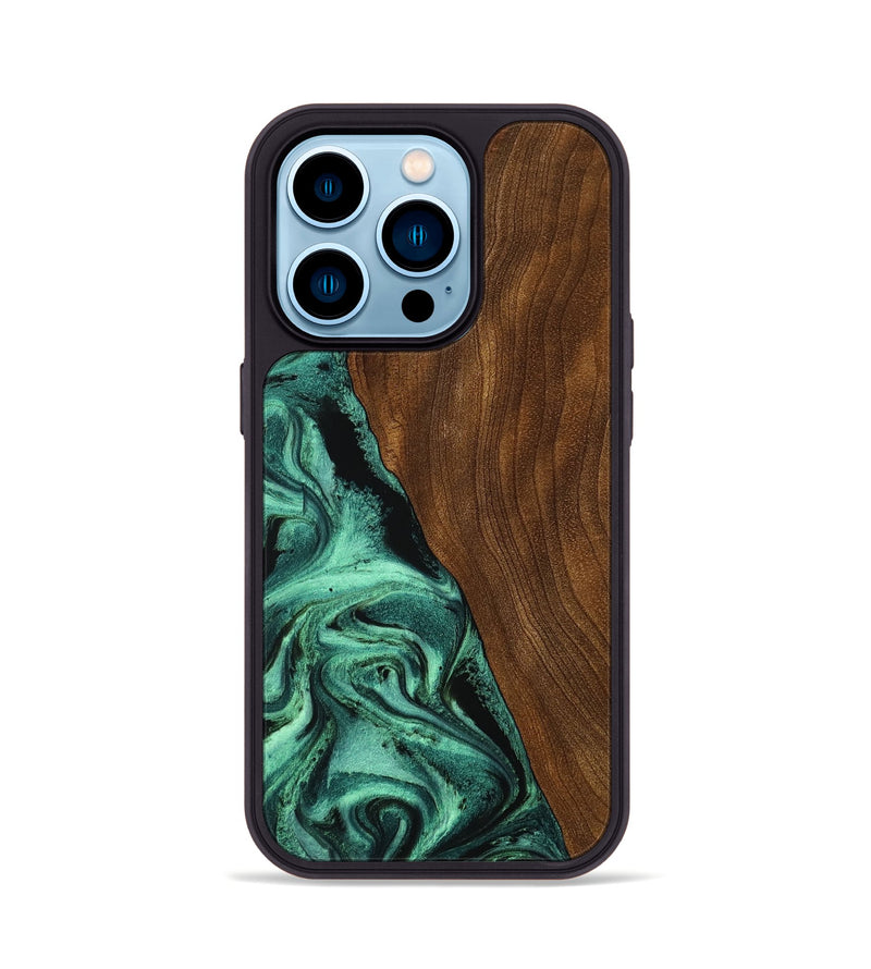 iPhone 14 Pro Wood Phone Case - Winter (Green, 756752)