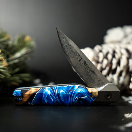 EDC Wood & Resin Open Pocket Knife