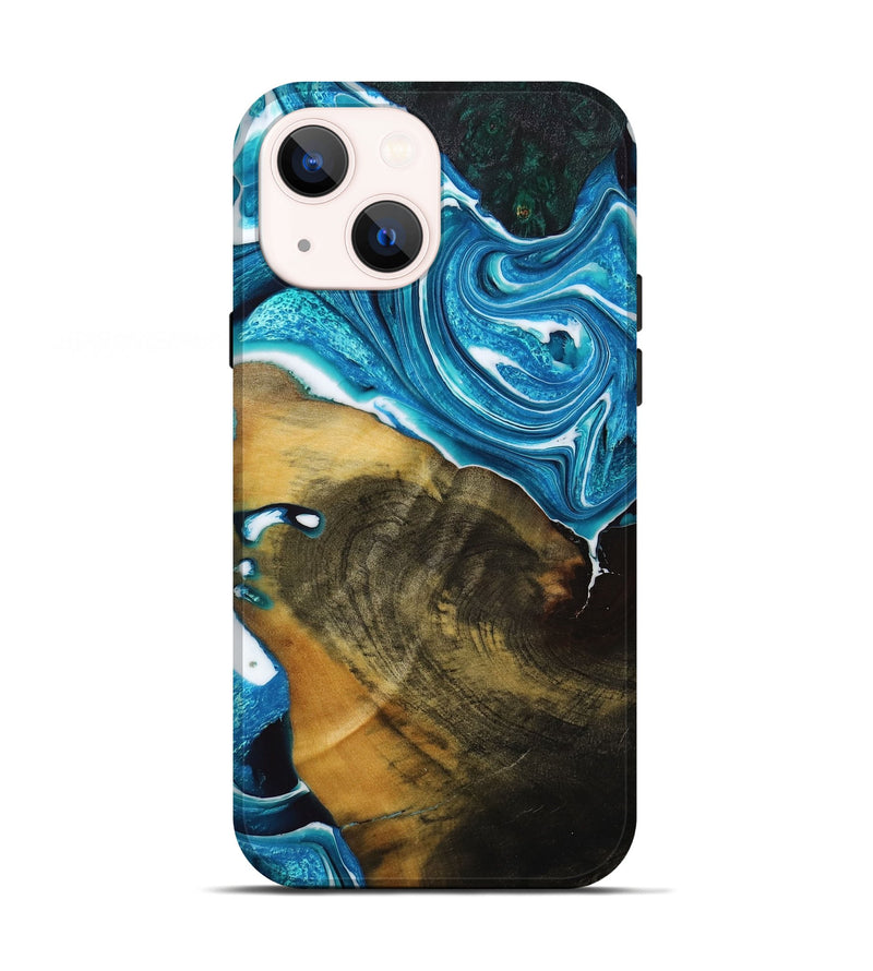 iPhone 13 Wood+Resin Live Edge Phone Case - Raul (Blue, 654213)