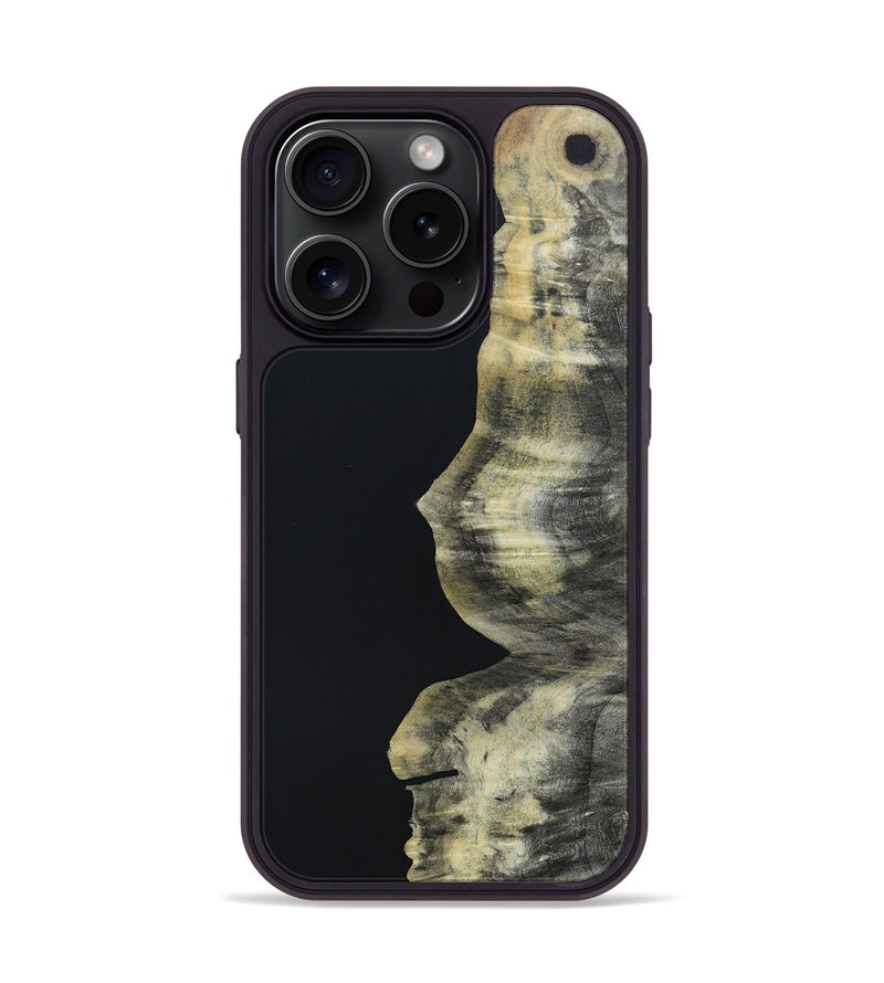 iPhone 15 Pro Wood+Resin Phone Case - Janelle (Pure Black, 659236)