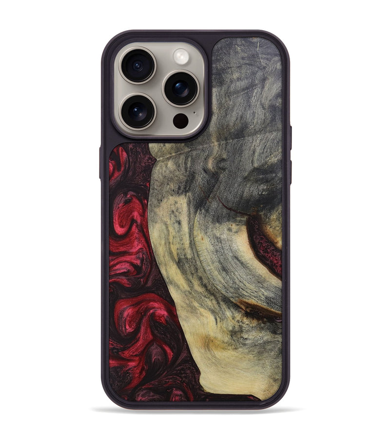 iPhone 15 Pro Max Wood+Resin Phone Case - Brock (Red, 669500)