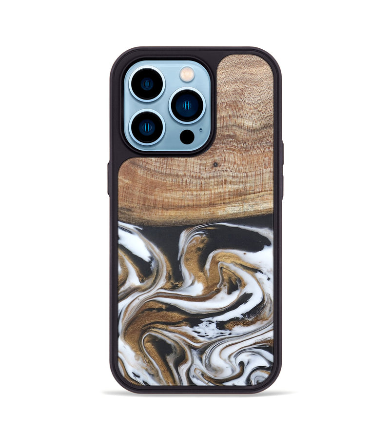 iPhone 14 Pro Wood+Resin Phone Case - Tate (Black & White, 677942)