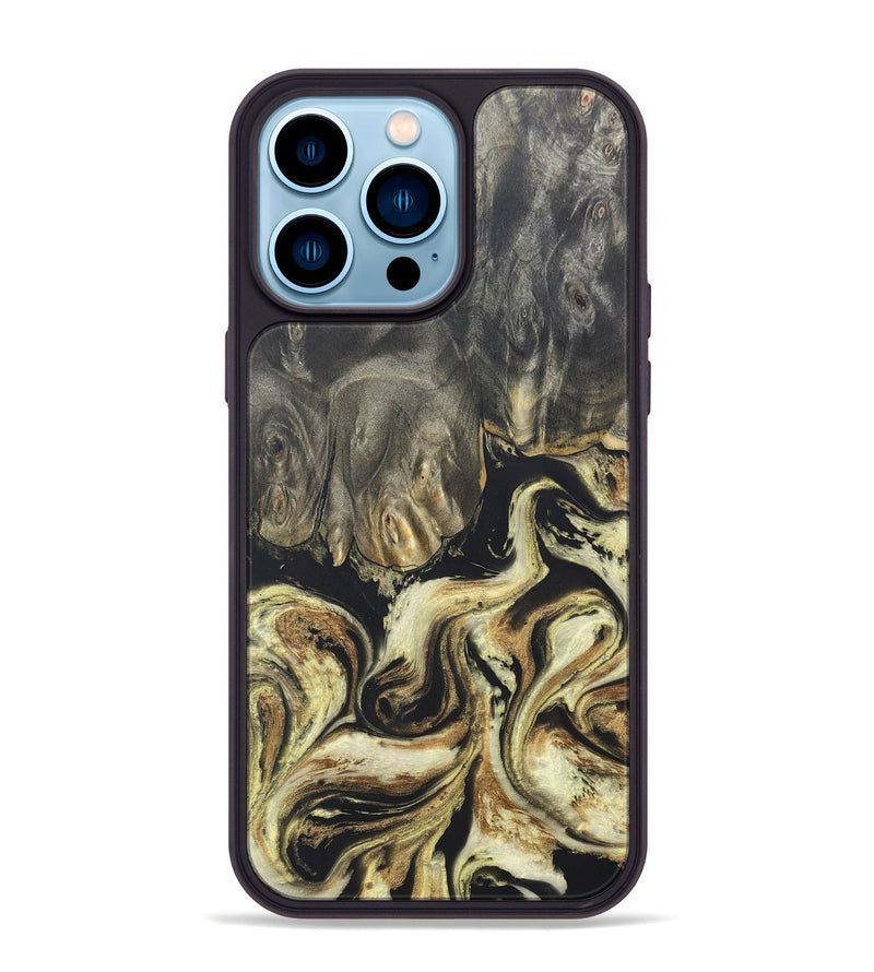 iPhone 14 Pro Max Wood+Resin Phone Case - Diana (Black & White, 681231)