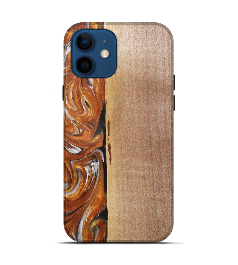 iPhone 12 Wood+Resin Live Edge Phone Case - Chase (Black & White, 682526)