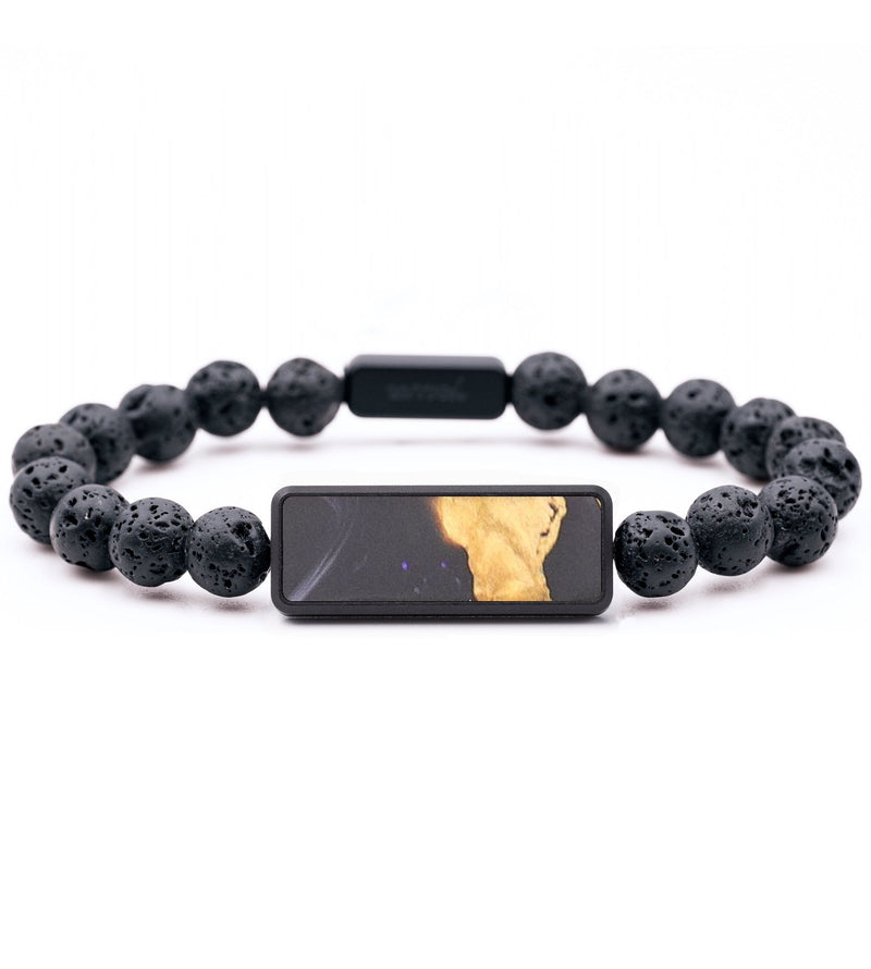 Lava Bead Wood+Resin Bracelet - Jaclyn (Black & White, 683695)