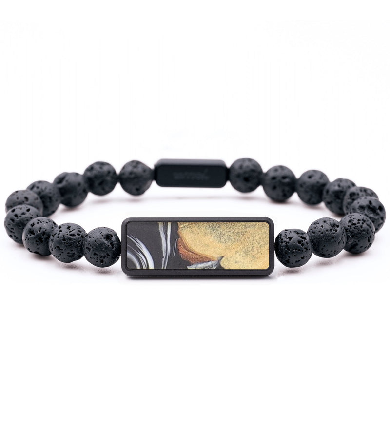 Lava Bead Wood+Resin Bracelet - Emiliano (Black & White, 683697)