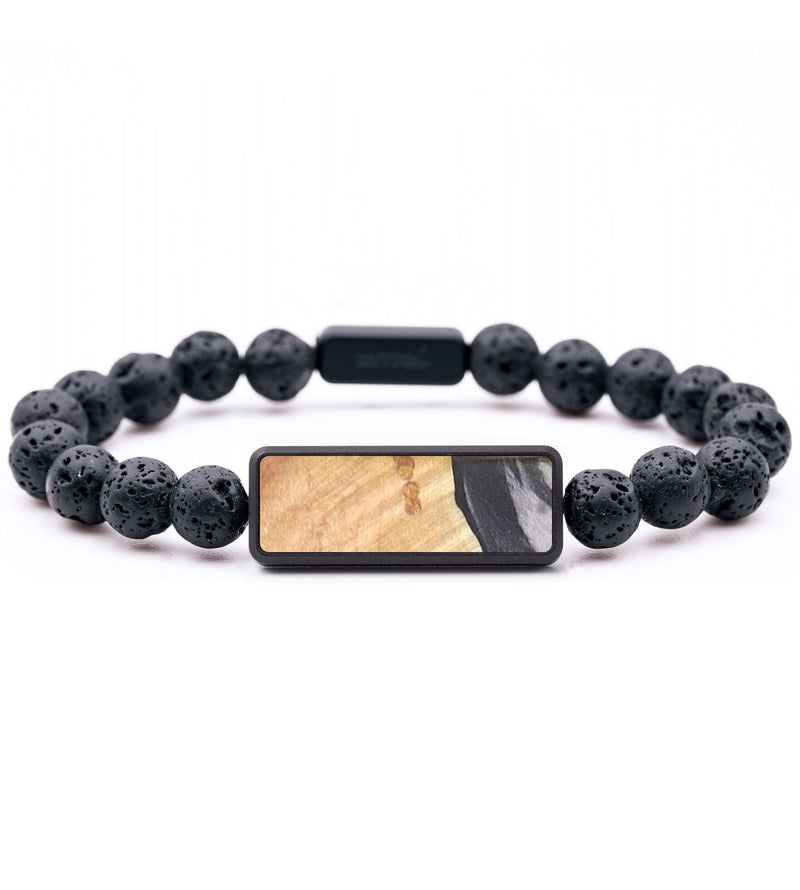 Lava Bead Wood+Resin Bracelet - Neil (Black & White, 683709)