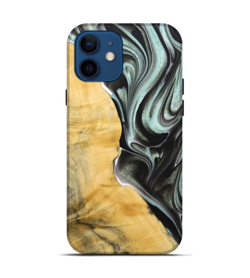 iPhone 12 Wood+Resin Live Edge Phone Case - Milton (Black & White, 684174)