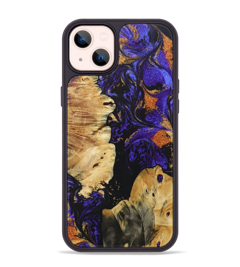 iPhone 14 Plus Wood+Resin Phone Case - Leanne (Purple, 684268)