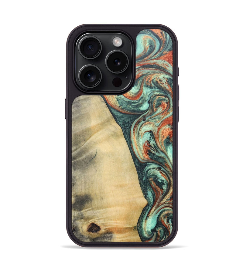 iPhone 15 Pro Wood+Resin Phone Case - Nadine (Green, 686739)