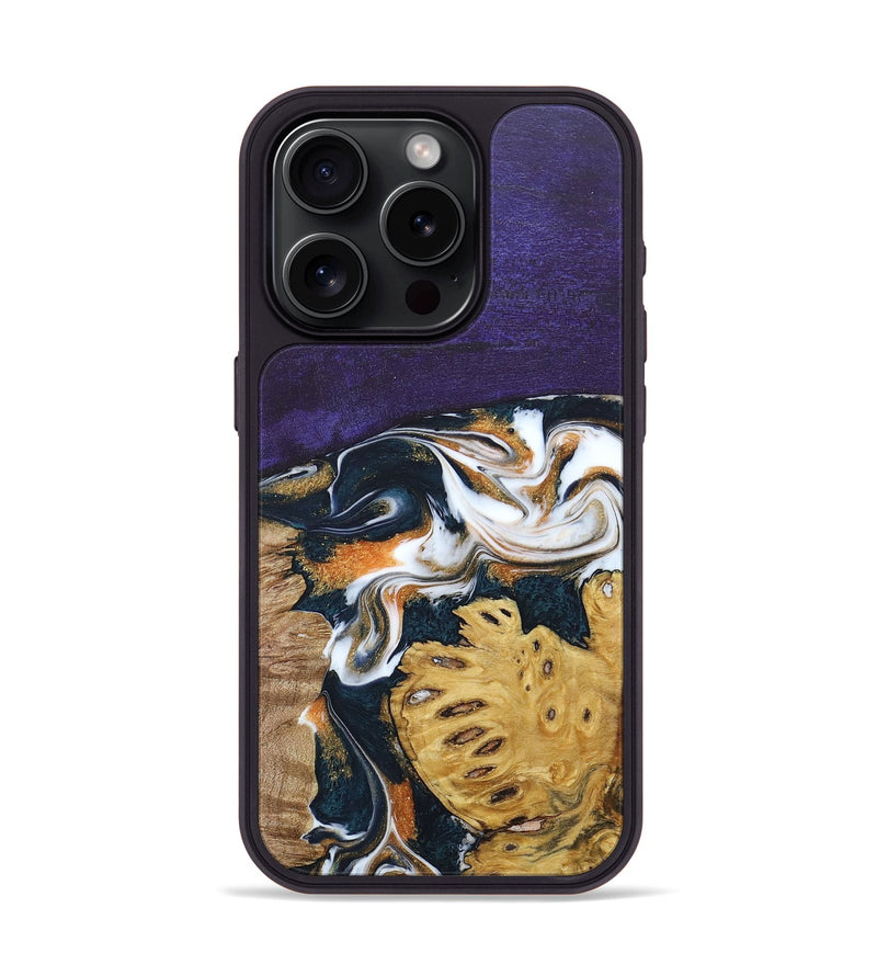 iPhone 15 Pro Wood+Resin Phone Case - Cora (Mosaic, 686888)